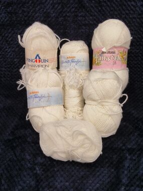 Vintage White & Off-White Yarn Lot | Patons & Pingouin